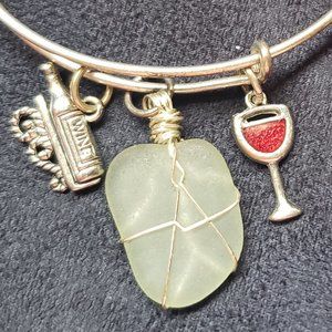Wine and Seaglass Bracelet